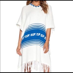 Blue Aztec Print Poncho